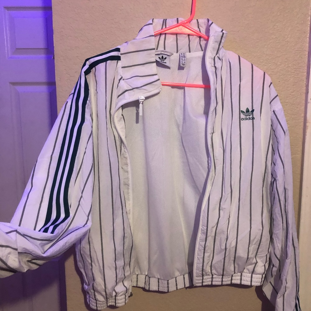 White/Green Adidas Windbreaker